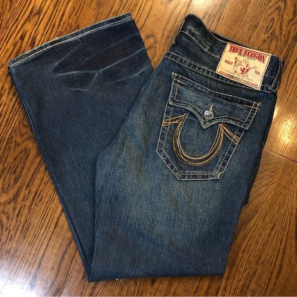 TRUE RELIGION RAINBOW BILLY Mens Relaxed Boot Leg Denim Jeans 42x33 - Picture 8 of 8